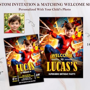Personalized Spiderman Photo Birthday Party Bundle (Digital Download) immagine 7