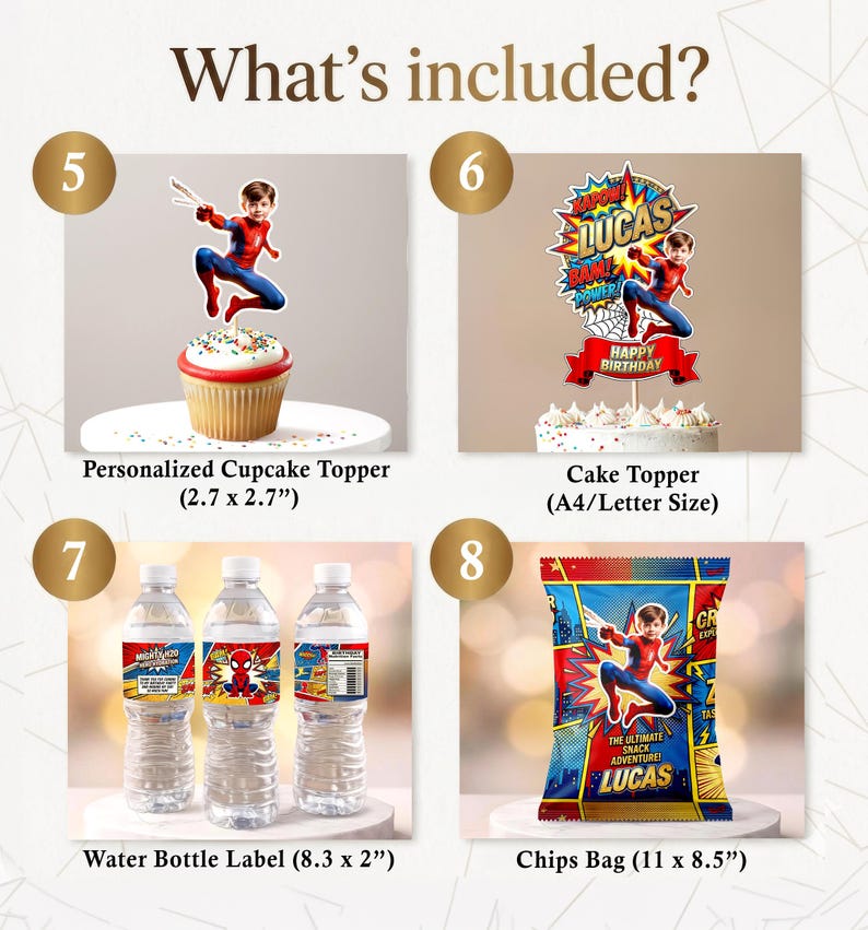 Personalized Spiderman Photo Birthday Party Bundle (Digital Download) immagine 3