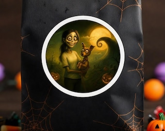 Sticker personnalisé de style « L'Étrange Noël de Dieu » inspiré de votre photo | Personnage de style TimBurton | Couple, Cadeau de famille | Halloween