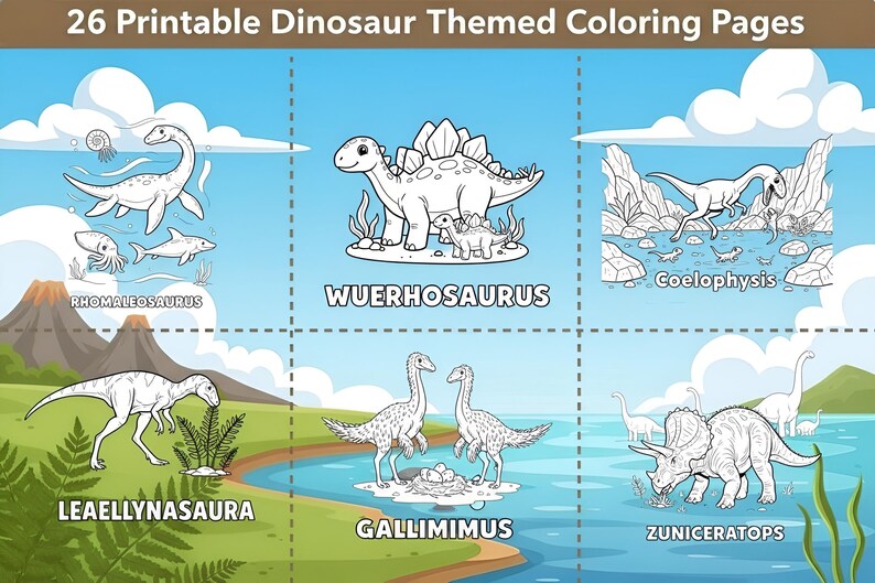 26 Dinosaur Themed Printable Coloring Pages for Kids, Toddlers ...