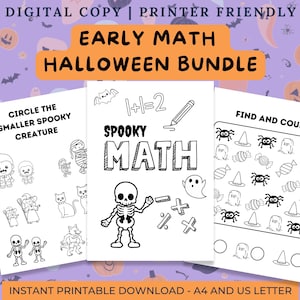 Halloween-Mathe-Arbeitsbuch: Aktivitäten für die Vorschule und die erste Klasse (druckbare PDF)