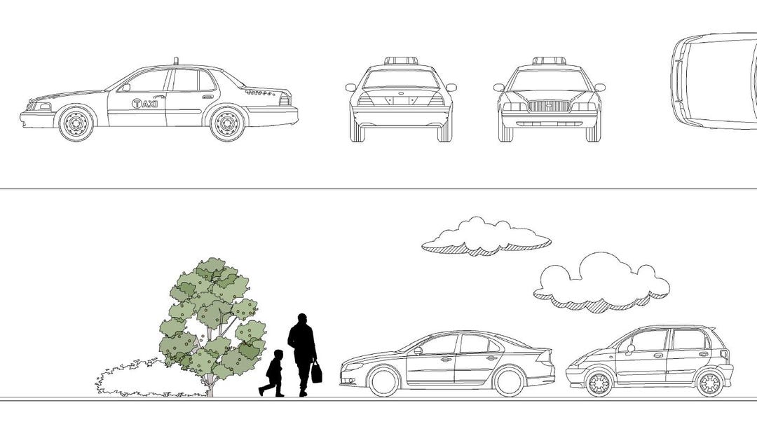 Revit 2023 2D Car Families (4 Cars) | Detail Item RFA | 4 Views (Top ...