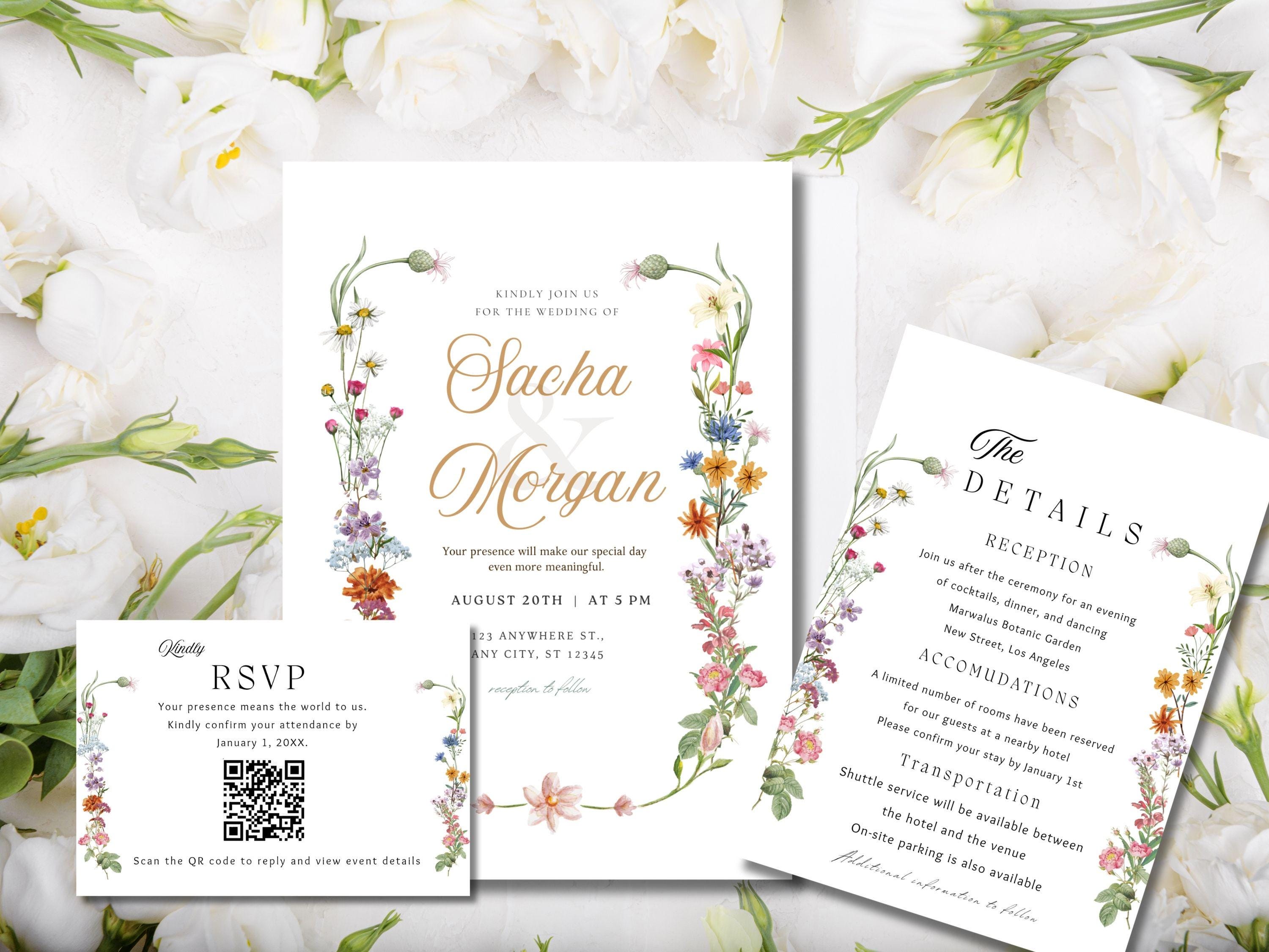 Wild Flower Wedding Invitation Suite