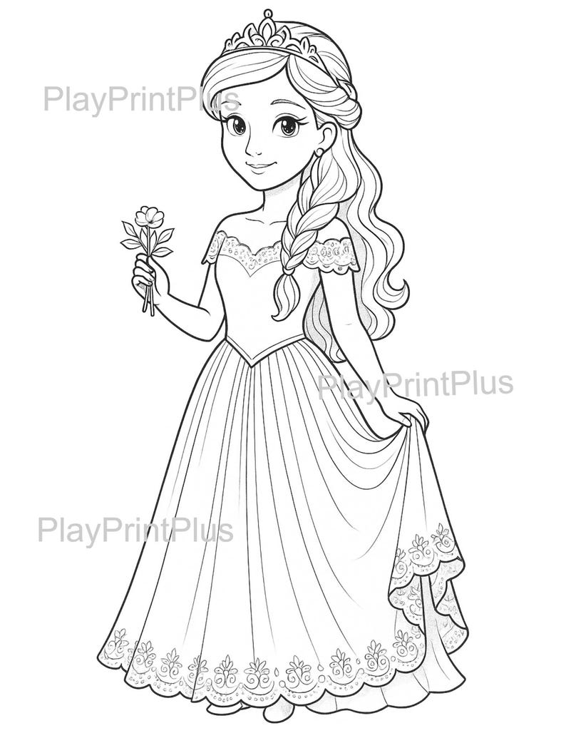 Princess Coloring Page for Girls | Cute Printable Princess PDF for Kids