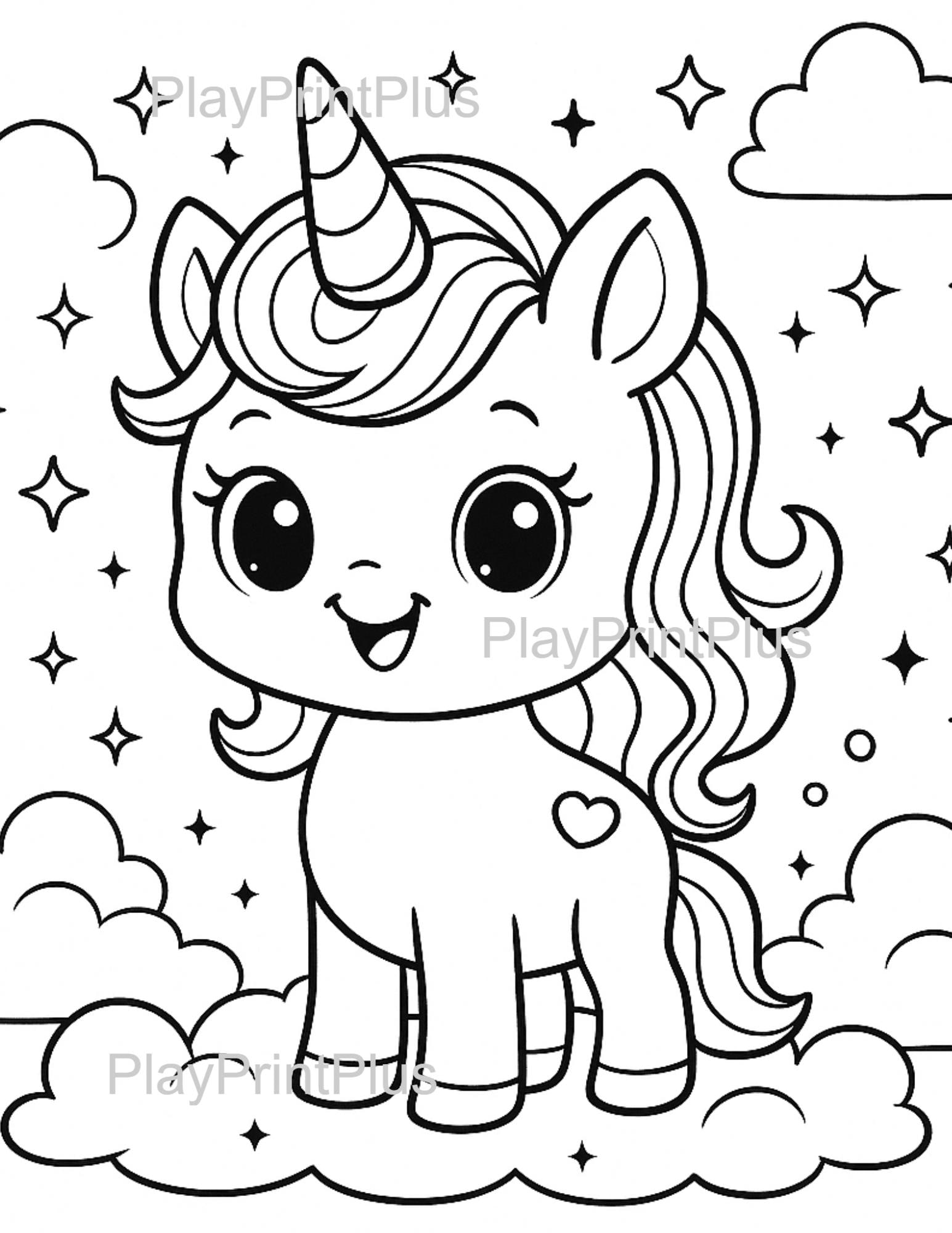 Cute Unicorn Coloring Pages for Kids | Kawaii Printable Activity Sheets ...