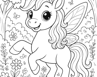 Dibujos para colorear de unicornios adorables para niños / Hojas de actividades imprimibles kawaii para niñas de 3 a 8 años / Descarga digital en PDF