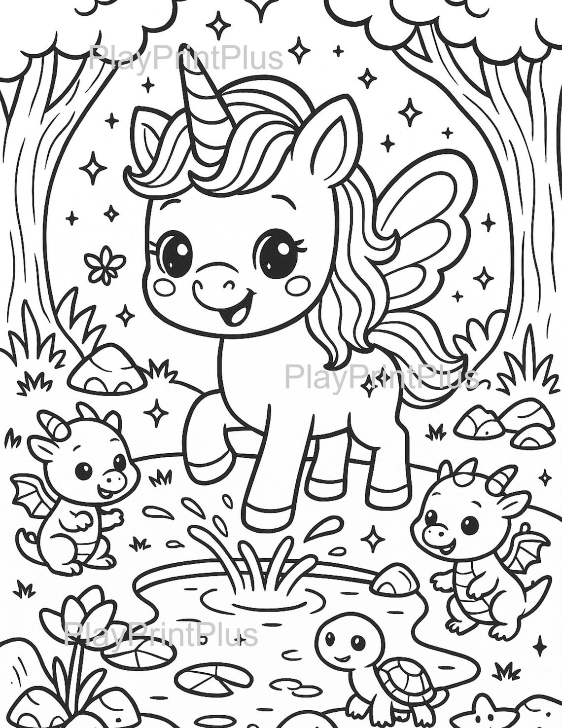 Cute Unicorn Coloring Pages for Kids | Kawaii Printable Activity Sheets ...