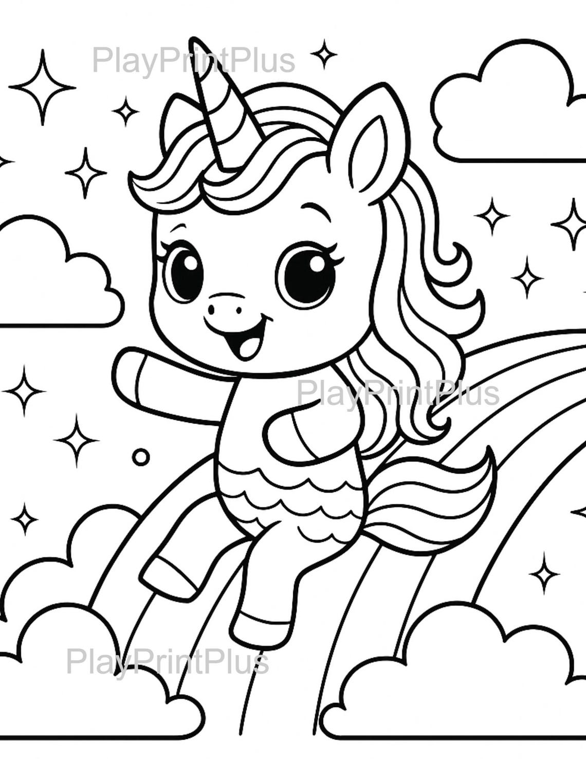 Cute Unicorn Coloring Pages for Kids | Kawaii Printable Activity Sheets ...