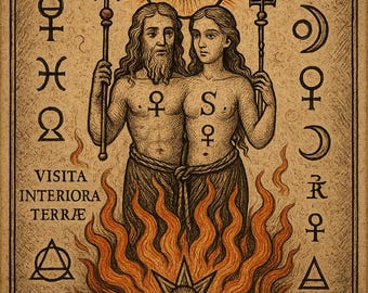 Lámina artística "Alquimia Surrealista del Sofá": Diseño Celestial Esotérico (Descarga digital)
