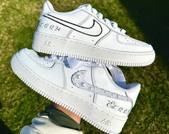 Custom Wedding Sneakers: Pearl Bridal Shoes & Hand-Painted Groom Shoes