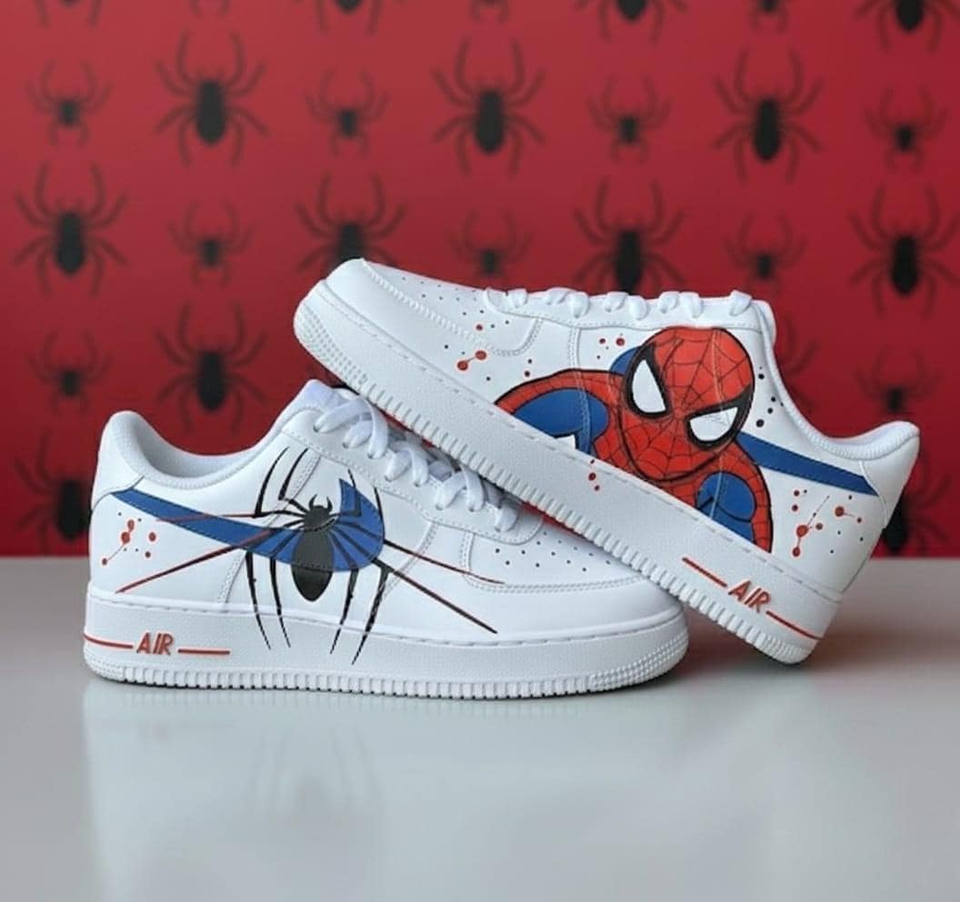 Hand Painted Spider Design Air Force 1 Custom Web-slinging Hero