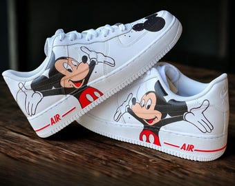 Cartoon Mouse Sneakers – Hand Painted Air Force 1s– Unisex Custom Trip Shoes