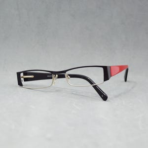 Vintage Eyeglasses Kuhlmey Kana (KK) 44759-4 Germany. Narrow Square Unisex reading eyewear Incluided RX lenses. Black and Red 00s