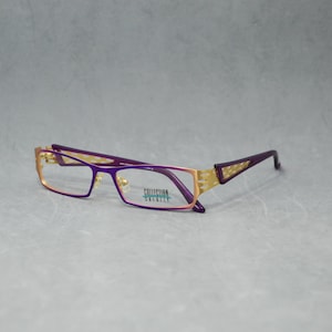 Vintage Eyeglasses COLLECTION CREATIVE 1160 940 Germany. Narrow warp. Woman . reading eyewear Availables RX lenses. Violet and Gold. 00s