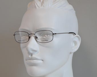 Vintage Eyeglasses CALVIN KLEIN 388 598. Italy 10s. NOS Eyewear. Unisex Woman Man. Gunmetal. Available Rx lenses. Regular size. Oval square