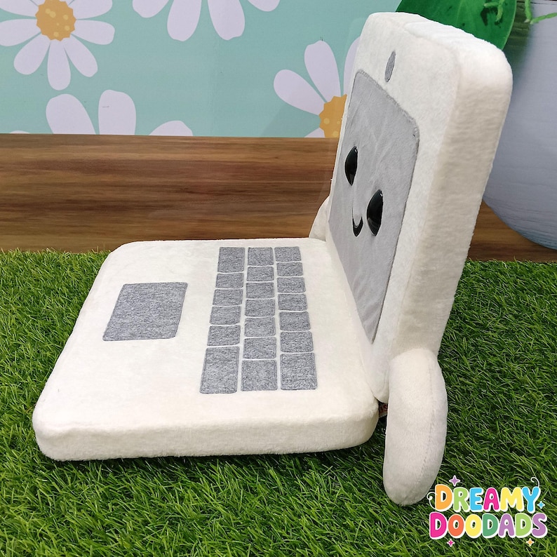 Soft plush laptop toy designed as kawaii office decor and tech lover gift