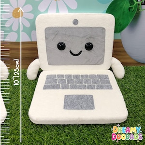 Laptop plush gift for programmers and engineers, cute computer plushie design