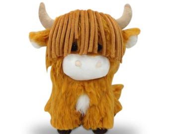 Highland Cow Plushie – Fluffy Kawaii Farm Animal Toy