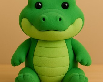 Handgjord Kawaii Alligator Plyschleksak – Safari Barnrumsdekor