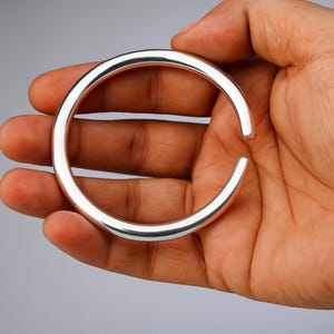 Thick Heavy 925 Sterling Silver Bangle | Chunky Adjustable Cuff Bracelet | Handmade Solid Silver Jewelry | Gift for Him & Her
