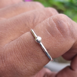 Minimalist Sterling Silver Dot Ring | Simple Dainty Stacking Ring | Handmade Silver Bead Ring | Thin Everyday Jewelry for Women