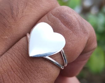 Handgemaakte sterlingzilveren statement ring hart | Chunky Love-sieraden