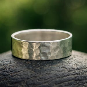 Handmade Hammered Silver Band Ring | Wide Textured Sterling Silver Ring | Minimalist Unisex Jewelry Gift