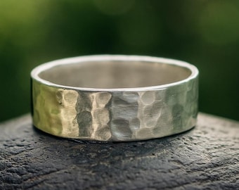 Handmade Hammered Sterling Silver Band Ring | Minimalist Unisex Jewelry