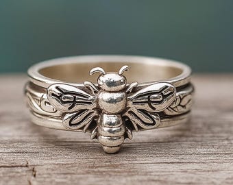 Sterling Silver Honey Bee Ring – Boho Stacking Jewelry