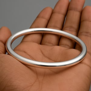 Thick Solid Silver Bracelet – Chunky 925 Sterling Silver Bangle, Handmade Minimalist Unisex Jewelry, Bold Statement Gift