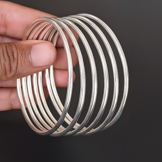 Set of Sterling Silver Bangles 925 Solid Silver Bangle Set
