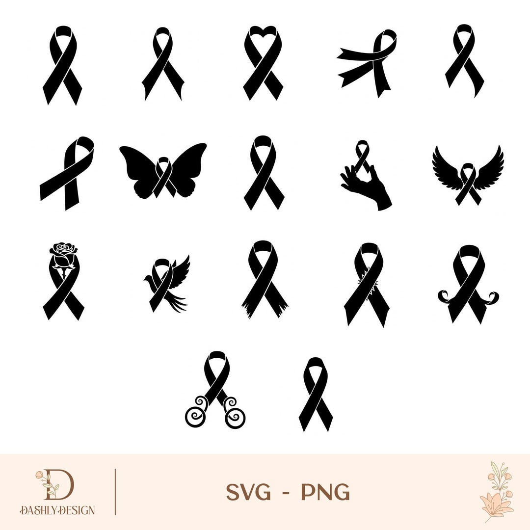 Cancer Ribbon PNG, SVG Bundle, Cancer Ribbon Clipart, Cancer Ribbon ...