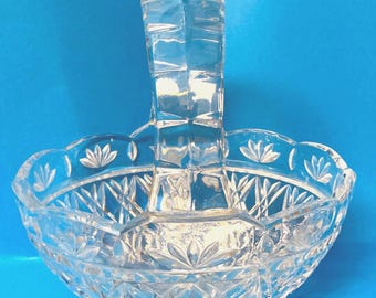 Vintage Bohemian Leaded Cut Crystal Easter Bowl /Hand-Cut Crystal Candy  Dish