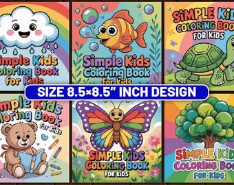 Libro para colorear sencillo para niños: 70 divertidas ilustraciones imprimibles para niños pequeños y preescolares (descarga en PDF de alta resolución).