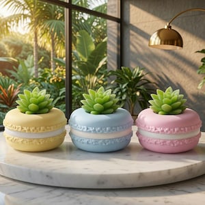 STL-Datei für einen Macaron-Sukkulenten-Pflanztopf, pastellfarbener Blumentopf, Tischhalter (digitaler Download)