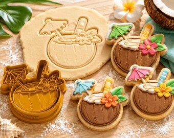 Tropical Cookie Cutter STL File | Coconut Drink 3D Print | Summer Beach Baking Digital Download STL 3MF