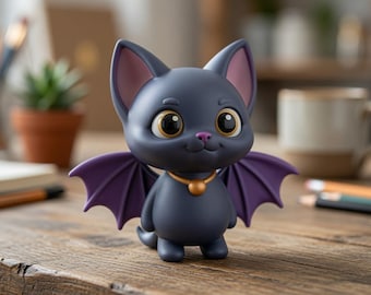 Modelo 3D de gato murciélago para impresión – Figura de personaje híbrido estilizado (STL, OBJ)