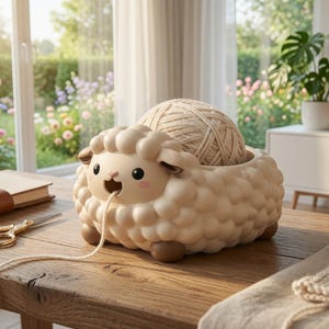 Sheep Yarn Bowl 3D Print File, Knitting Crochet Organizer (STL Download)