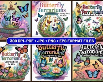 Libro para colorear de terrarios de mariposas: 70 páginas mágicas de la naturaleza (PDF digital)