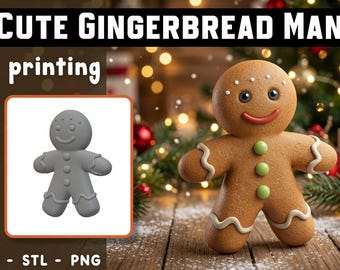 Modelo 3D de hombre de jengibre para imprimir – Adorno navideño, decoración festiva (descarga digital)