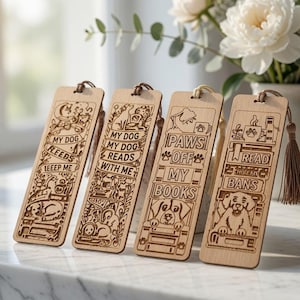 Paquete de marcapáginas de perros cortados con láser en formato SVG – Regalo divertido para amantes de los perros (Descarga digital)