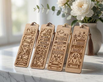 Paquete de marcapáginas de perros cortados con láser en formato SVG – Regalo divertido para amantes de los perros (Descarga digital)