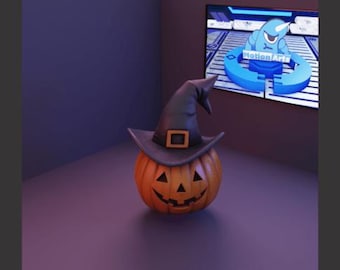 Calabaza Jack O' Lantern STL / Sombrero de bruja de Halloween Modelo para impresión 3D / Descarga digital 3MF