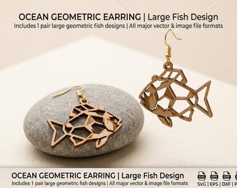 Paquete de archivos SVG de pendientes geométricos oceánicos: archivos de joyería de vida marina cortados con láser (descarga digital)