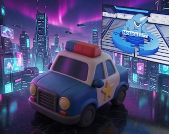Cartoon Police Car 3D Print Model – Miniature Toy Vehicle