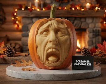 Modèle d'impression 3D de visage de citrouille d'horreur | Décoration d'Halloween en forme de citrouille d'Halloween (STL, 3 MF)