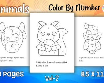 Libro de actividades para colorear animales por números – 20 páginas educativas (descarga digital)