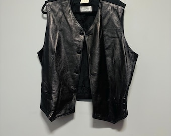 Gianni Versace Black Leather Vest. Vintage. Size Not Label.