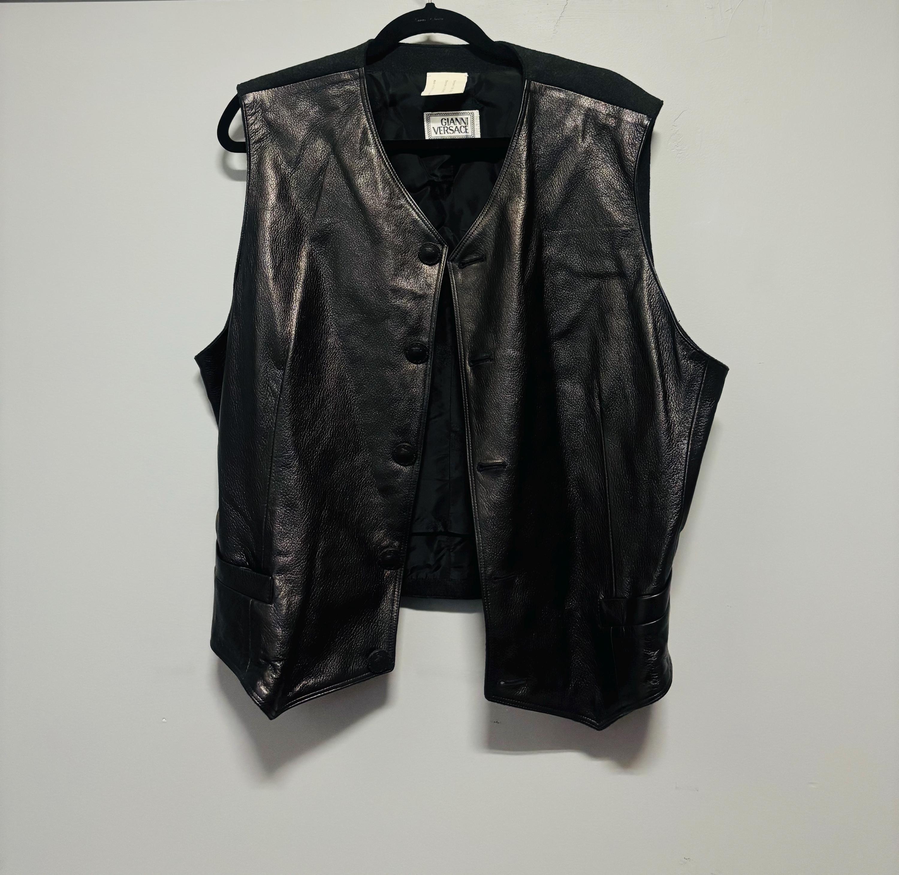 Gianni Versace Black Leather Vest. Vintage. Size Not Label. - Etsy
