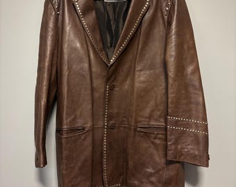 Men’s Vintage Gianni Versace Brown Leather Jacket EU Size 52/USA Size 42